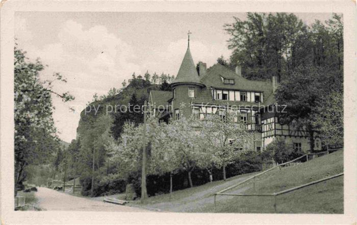 Asbach Schmalkalden Thueringen Hotel Hachelstein mit Hachelsteinfelsen