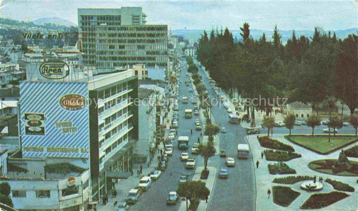 Quito Ecuador Diez de Agosto Avenue At the right is situated El Ejido Park
