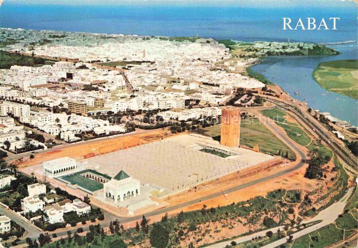 RABAT  Maroc Vue aerienne sur le Mausolee Mohammed V et la Tour Hassan