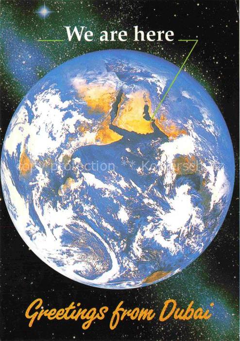 Dubai Emirates We are here Position auf Weltkugel