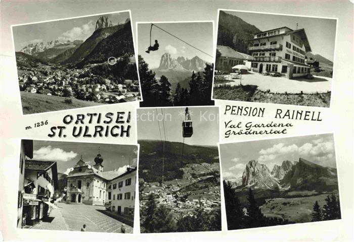 Ortisei St Ulrich Groednertal IT Panorama Sessellift Seilbahn Pension Rainell