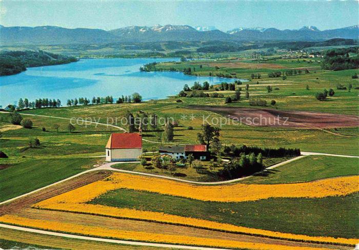 St Colomann Waginger-See Velburg Bayern Panorama Blick gegen Chiemgauer Berge