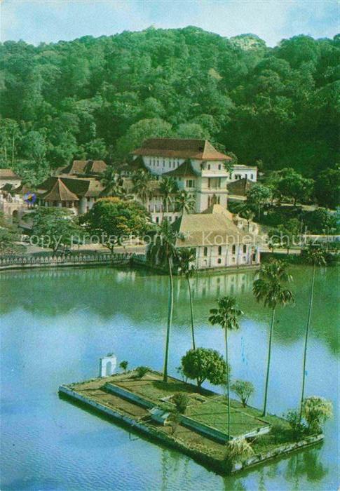Kandy Lake Ceylon Sri Lanka Panorama und Tempel