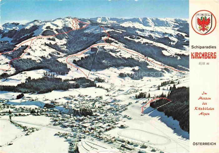 Kirchberg Tirol AT Winterpanorama Skigebiet Kitzbueheler Alpen