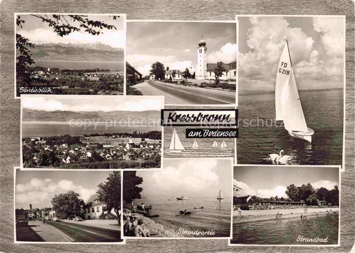 Kressbronn Bodensee BW Panorama Saentisblick Hauptstrasse Kirche Strandbad Segel