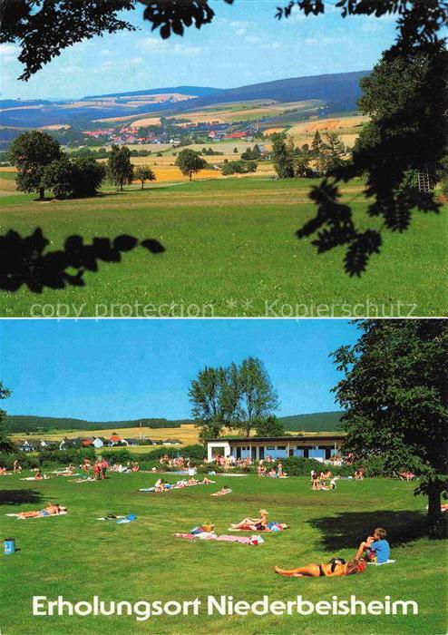 Niederbeisheim Knuellwald Hessen Panorama Erholungsort Freibad Liegewiese