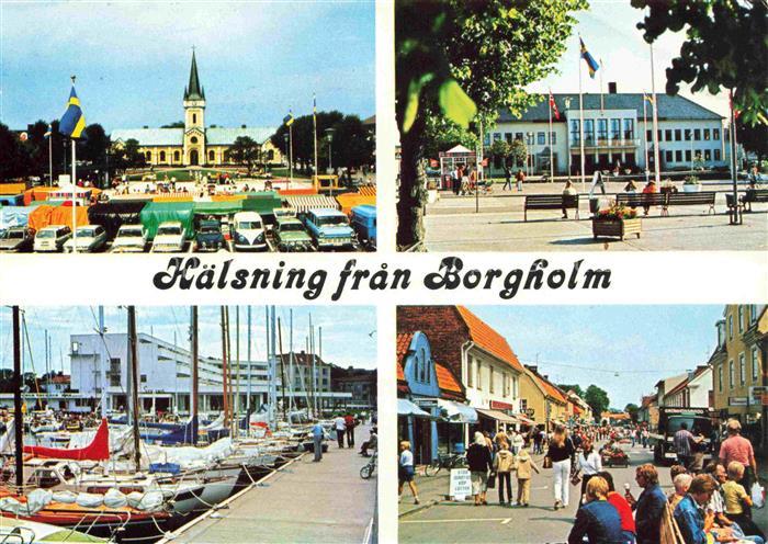 Borgholm Sweden Motive Stadtzentrum Hafen Fussgaengerzone