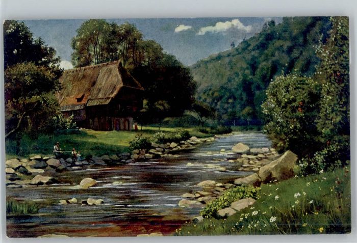 Gutach Schwarzwald Schwarzwaldhaus Kuenstlerkarte H. Hoffmann