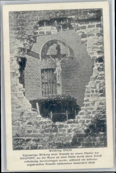NIEUPORT Nieuwpoort West-Vlaanderen Belgie Nieuport Kloster Granateneinschuss Kr