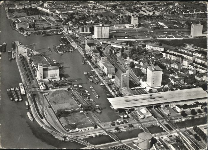 Kleinhueningen BASEL BS Rheinhafen Fliegeraufnahme