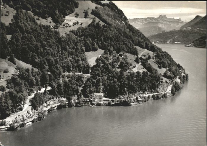 Gersau Vierwaldstaettersee Gersau Fliegeraufnahme Hotel Restaurant Seehof Du Lac