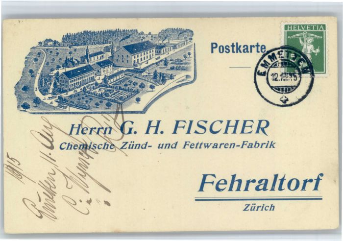 Fehraltorf Herrn G H Fischer Chemische Zuend Fettwaren Fabrik
