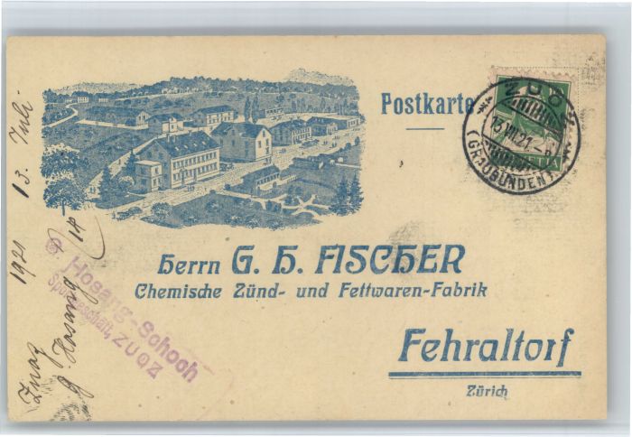 Fehraltorf Herrn G H Fischer Chemische Zuend Fettwaren Fabrik