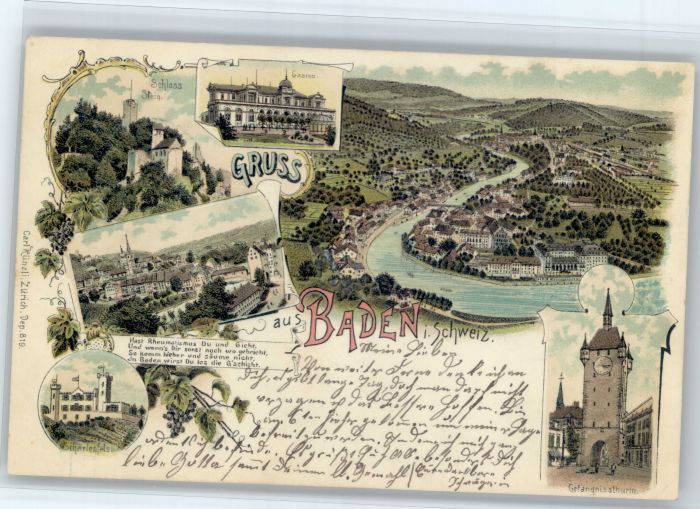 Baden AG Baden Casino Schloss Stein Gefaengnissthurm Schartenfels