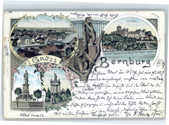 Bernburg Saale Bernburg Wolfgangdenkmal Baeren Schloss