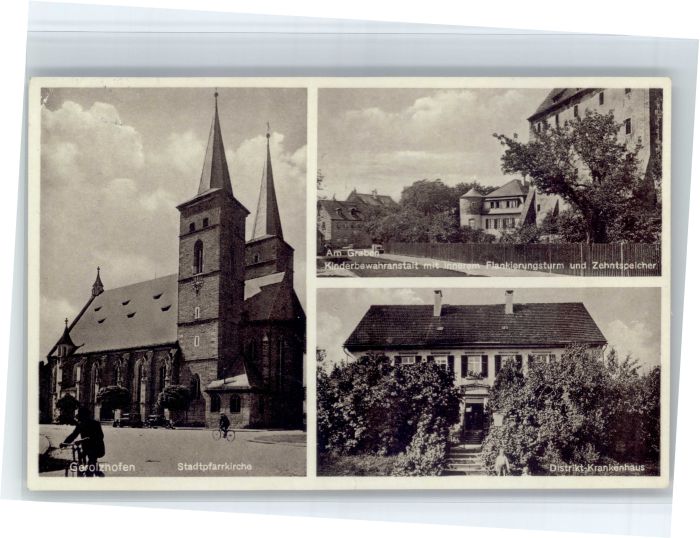 Gerolzhofen Krankenhaus Kirche Kinderbewahranstalt Zehntspeicher Flankierungstur