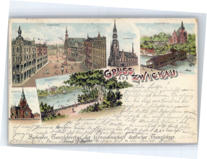 Zwickau Sachsen Zwickau Hauptmarkt Paradiesbruecke Marienkirche Moritzkirche