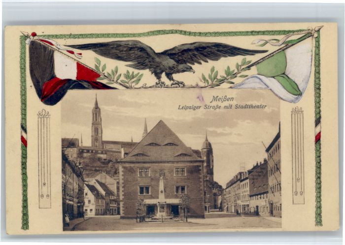 Meissen Elbe Sachsen Meissen Leipziger Strasse Theater Fahne Adler