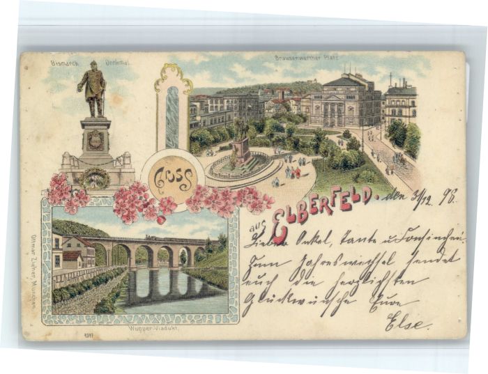 Elberfeld Wuppertal Elberfeld Brausenwerther Platz Bismarck Denkmal Wupper Viadu