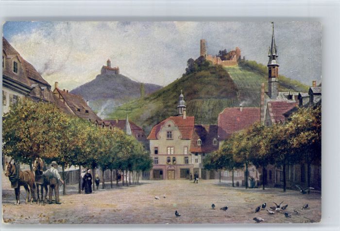 Weinheim Bergstrasse Marktplatz Kuenstler H. Hoffmann
