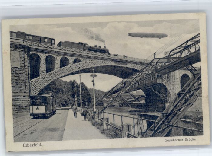 Elberfeld Wuppertal Elberfeld Sonnborner Bruecke Strassenbahn Schwebebahn Zeppel