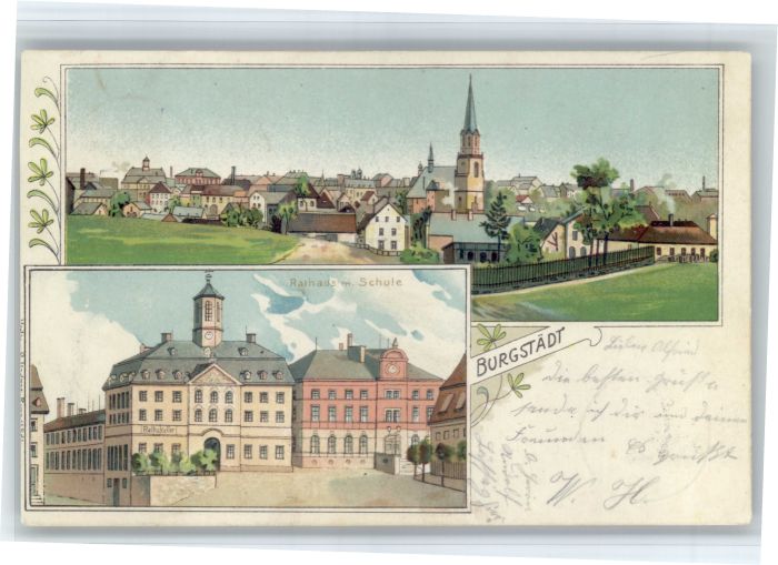 Burgstaedt Sachsen Burgstaedt Rathaus Schule