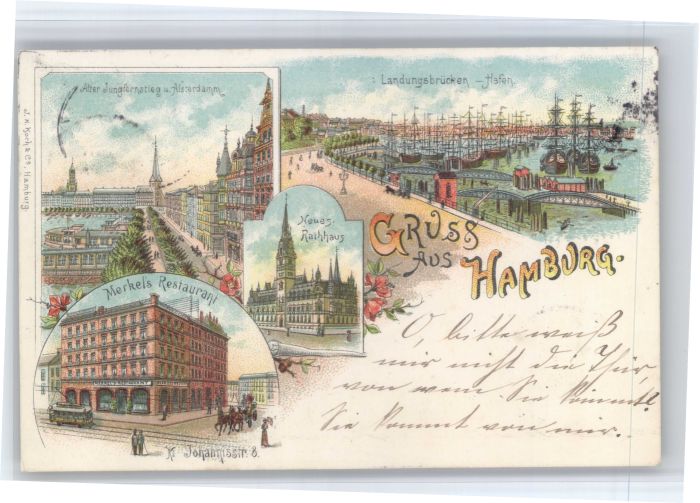 Hamburg Landungsbruecke Merkels Restaurant Rathaus