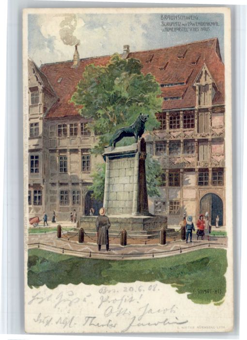 Braunschweig Burgplatz Loewen Denkmal  Kuenstler C Schmidt x