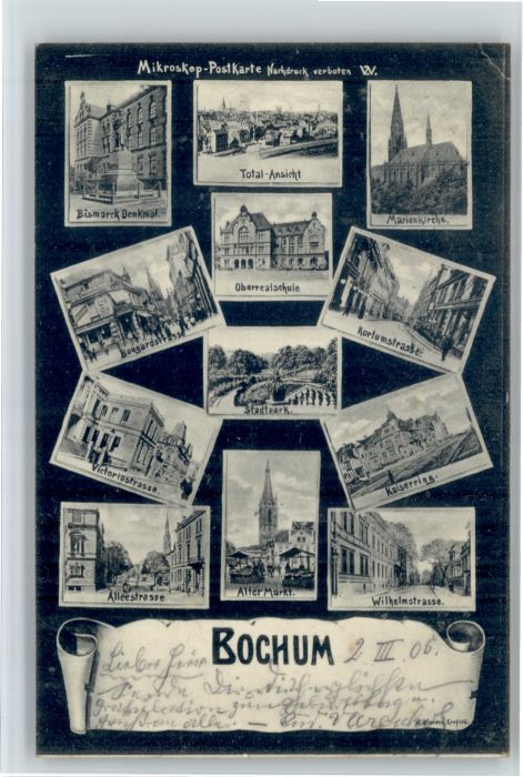 Bochum Bismarck Denkmal Schule Marien Kirche Kaiserring Wilhelmstrasse