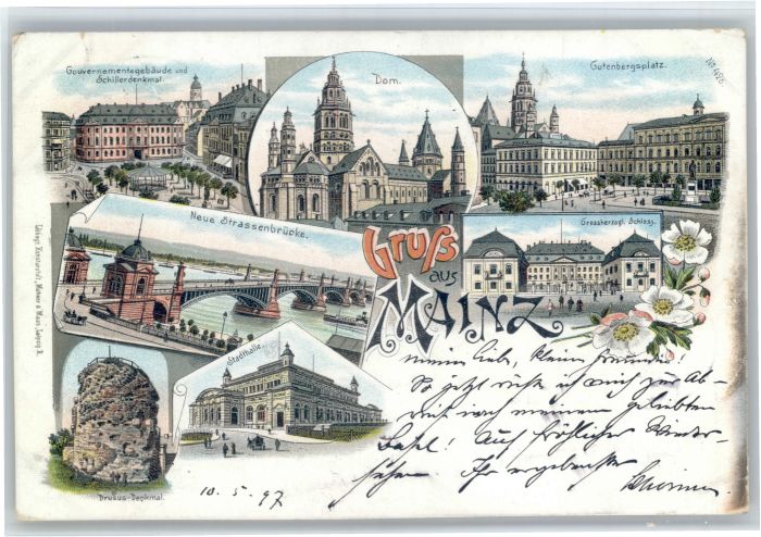 Mainz Rhein Mainz Gutenbergsplatz Dom Drusus Denkmal Schiller Denkmal