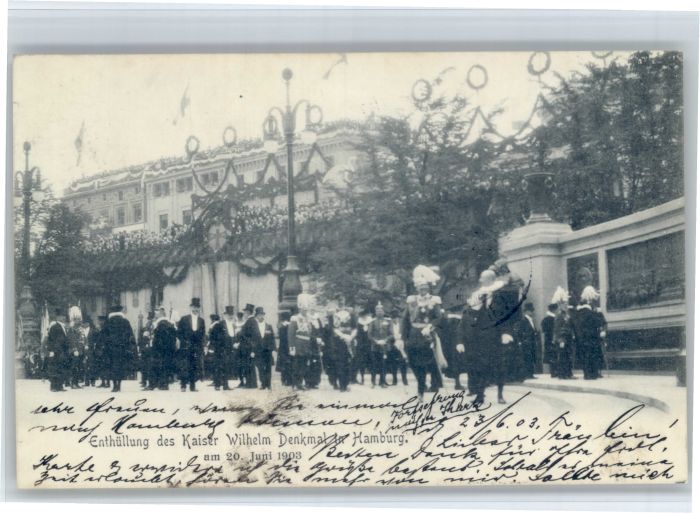 Hamburg Enthuellung Kaiser Wilhelm Denkmal