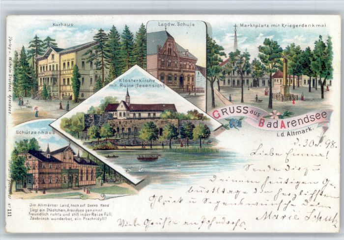 Arendsee Kurhaus Schule Krieger Denkmal Marktplatz Kloster Kirche  Schuetzenhaus