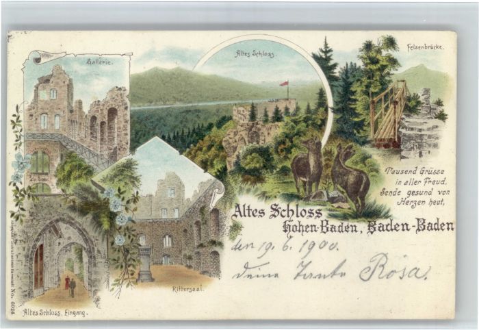 Baden-Baden Altes Schloss Felsenbruecke Rittersaal