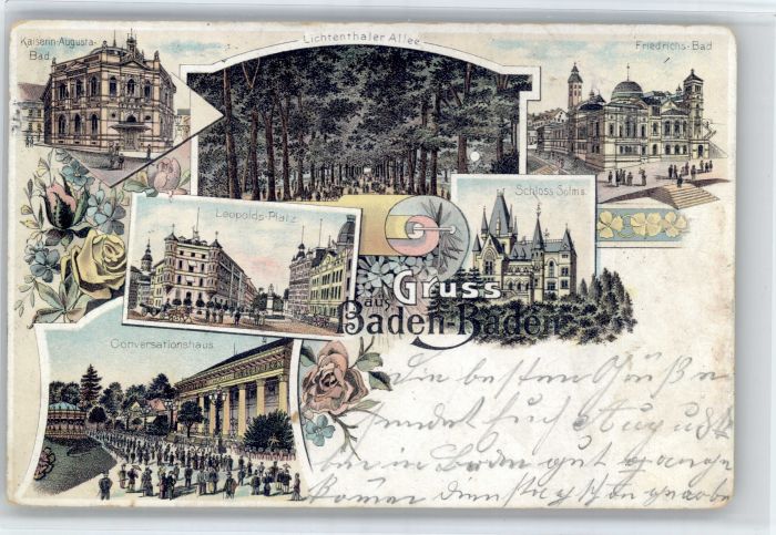 Baden-Baden Leopoldsplatz Conversationshaus Schloss Solms Friedrichs Bad Kaiseri