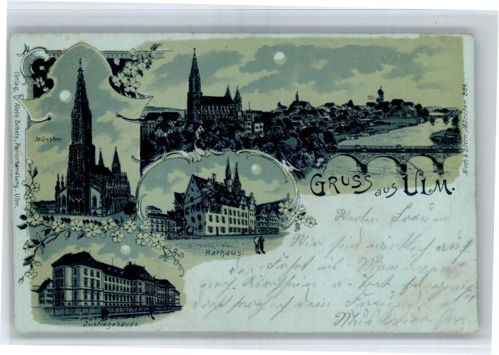 Ulm Donau Rathaus Muenster Justizgebaeude Bruecke x