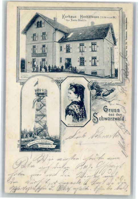 Badenweiler [Stempelabschlag] Kurhaus Markgraeflerin Thurm Blauen