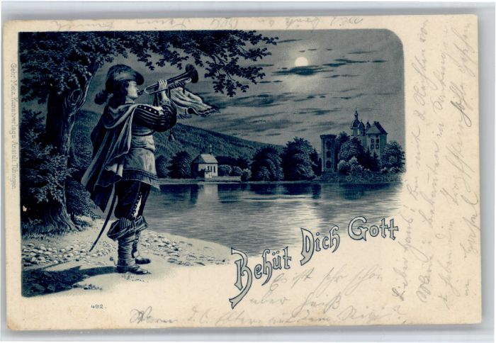 Bad Saeckingen Stempelabschlag] Trompeter Behuet Dich Gott x