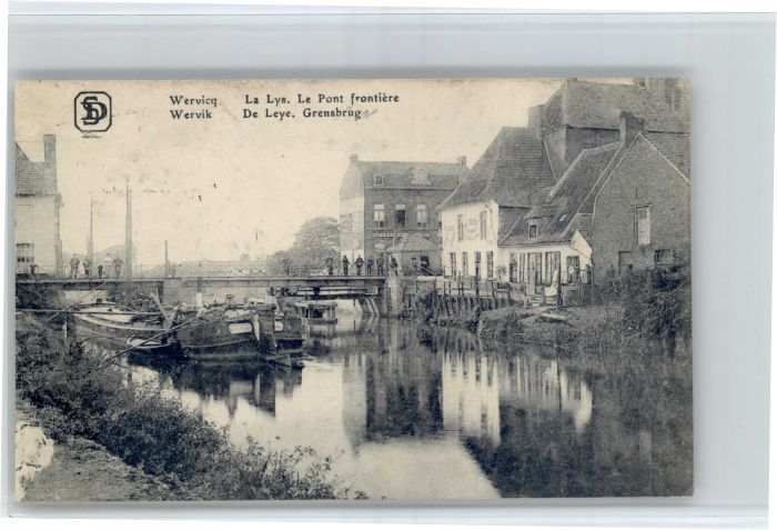 Wervik La Lys Le Pont frontiere Grensburg Bruecke Schiff