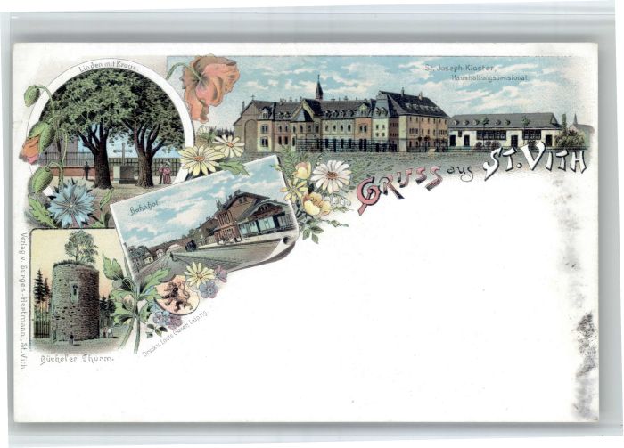 St-Vith St Joseph Kloster Linden mit Kreuz Bahnhof Buecheler Thurm