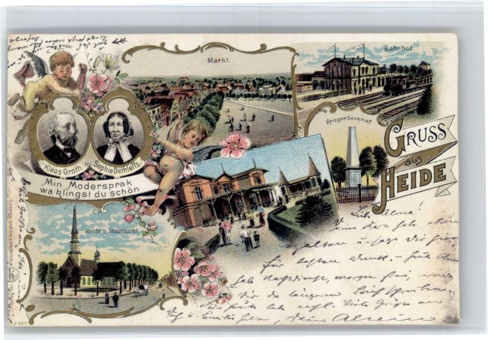 Heide Holstein Heide Klaus Groth Sophie Dethleffs Kirche Markt Kriegerdenkmal Ba