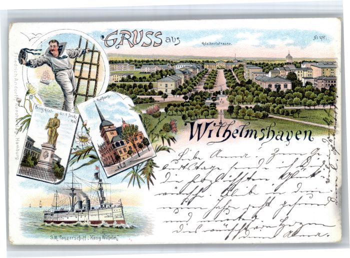 Wilhelmshaven Prinz Adalbertdenkmal S.M. Panzerschiff Koenig Wilhelm Rathaus