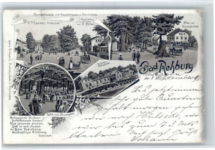 Bad Rehburg Konzertplatz Hauptstrasse Poststrasse Heilanstalt