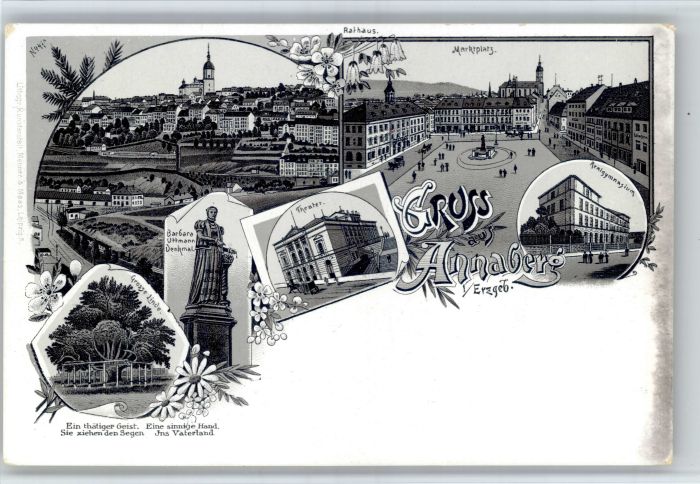 Annaberg-Buchholz Erzgebirge Annaberg Marktplatz Rathaus Realgymnasium Barbara U