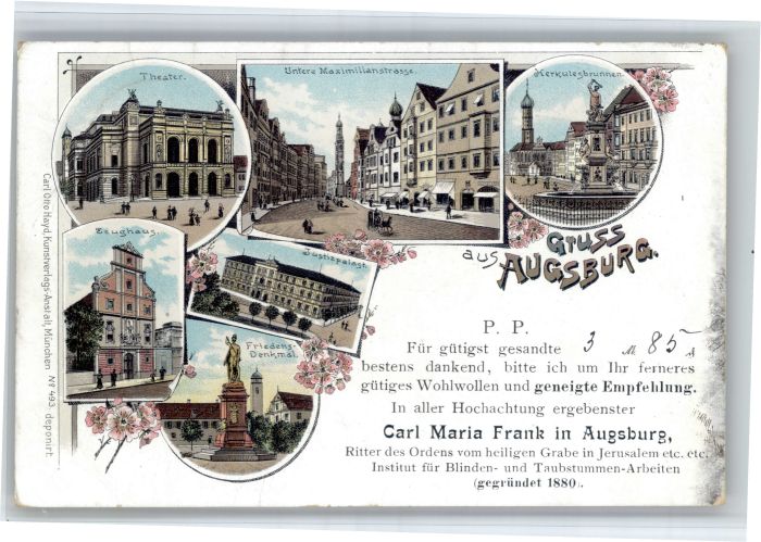 Augsburg Theater Maximilianstrasse Zeughaus Friedensdenkmal Justizpalast