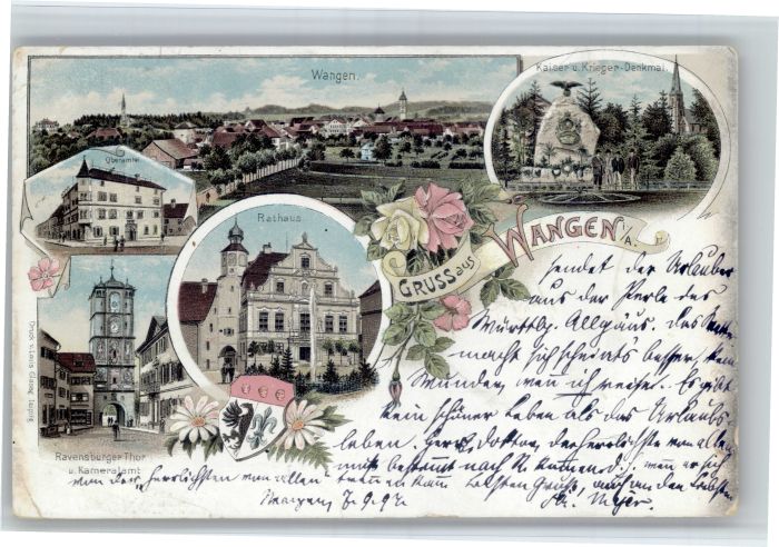 Wangen Allgaeu Wangen Rathaus Ravensburgertor Kaiserdenkmal