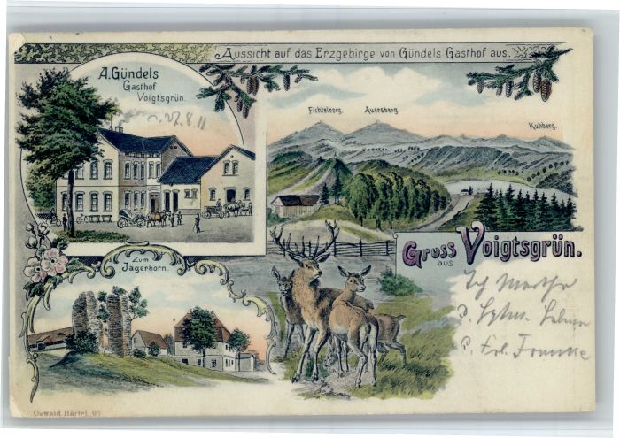 Voigtsgruen Gasthaus A. Guendels Fichtelberg Auersberg x
