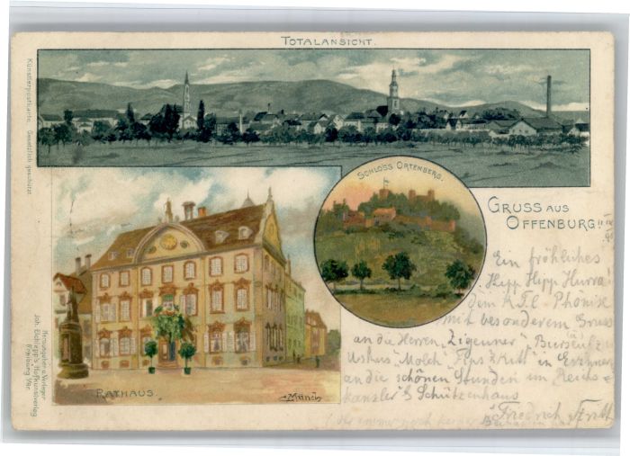 Offenburg Kuenstler C. Muench Rathaus Schloss Ortenberg x