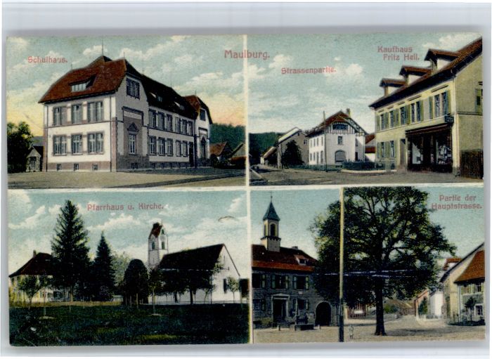Maulburg Schule Kaufhaus Fritz Heil Hauptstrasse Kirche Pfarrhaus