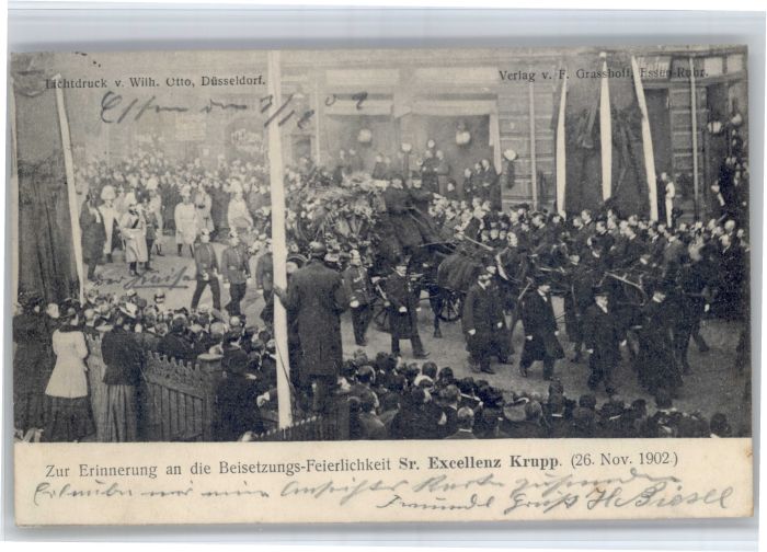 Essen Ruhr [Stempelabschlag] Beisetzungs-Feierlichkeit Sr. Excellenz Krupp