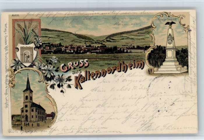 Kaltennordheim Wappen Kirche Denkmal Litho